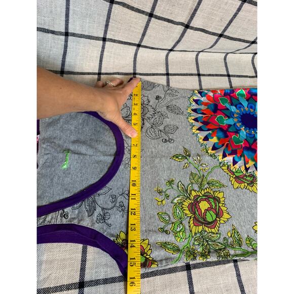 Women's Mini Tank Dress by Smash Size SM Gray With Purple Trim & Floral Design - Picture 11 of 11